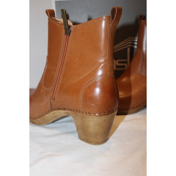 Women's Dansko Shayna Burnished Zip-Up Heeled Calf Boots Luggage Brown EU 40 - Picture 6 of 7
